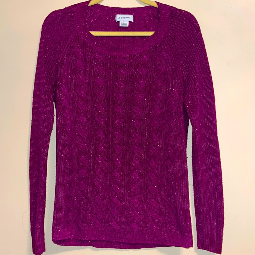 Liz Claiborne, Y2K cableknit metallic thread sweater